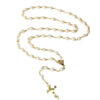 oly-7a9a90074f071fa2606fa23d2c31d0ff Wholesale Modern Gold Cross Necklace with Pearl Pendant and Ball Chain Boutique Resale