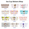 Wholesale 8pcs Whimsical Cartoon Animals 3oz Tumbler Stickers Wrap