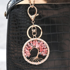 Wholesale Hand-Knitted Crystal Tree of Life Pendant Bag Charm Keychain Decorative Accessory
