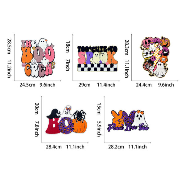 Wholesale Party Halloween Embroidered Patch Pumpkin Boo Letter Iron-On Applique for Costume DIY Accessory