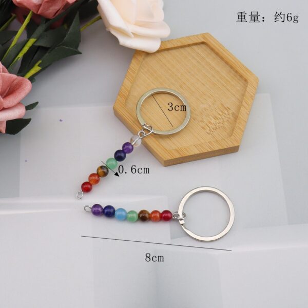 oly-7ac513a4e0f1f9fc429b833bb90b80d8 Wholesale Metal Keychain with Natural Crystal Beads Mediterranean Style Bag Pendant for Gift or Resale