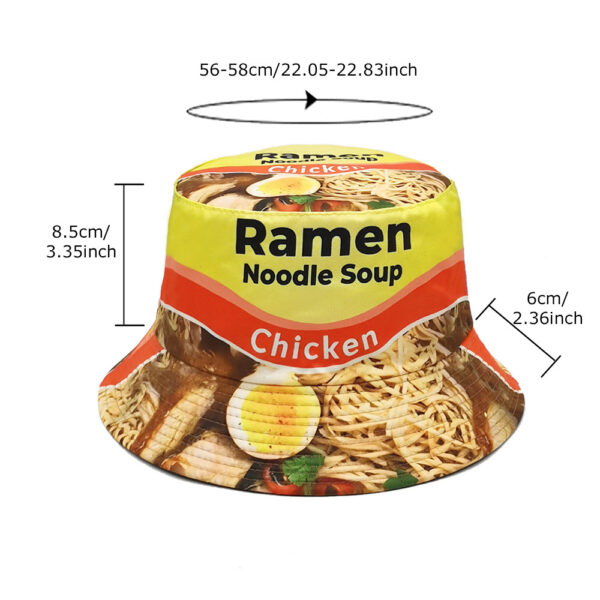 Wholesale Fashion Bucket Hat with Ramen Print Sunscreen Cap for Everyday Outdoor