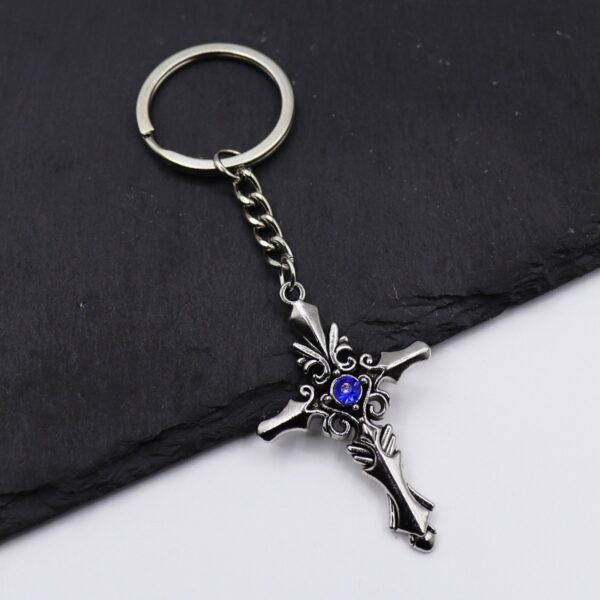 Wholesale Vampire Diary Cross Keychain Pendant, Zinc Alloy White Decorative Resale Accessory OLY Exclusive