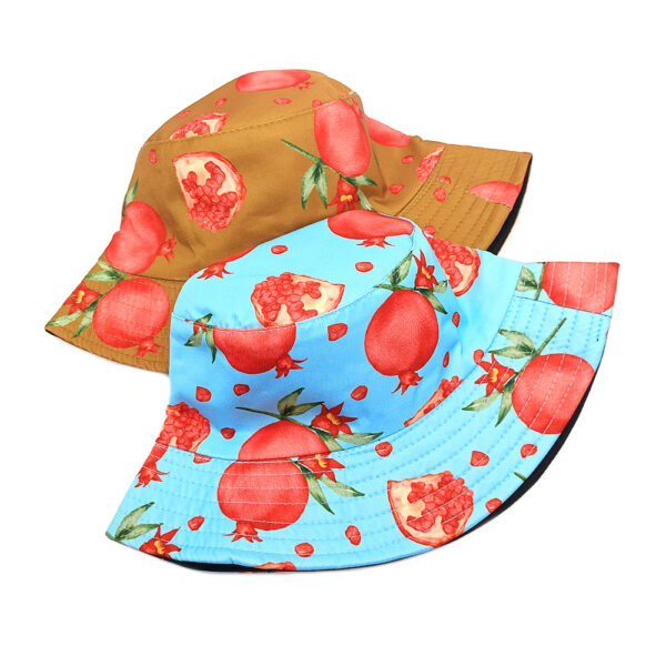 Wholesale Sunscreen Fisherman Hat Double Sided Pomegranate Print Summer Outing Fashion Accessory