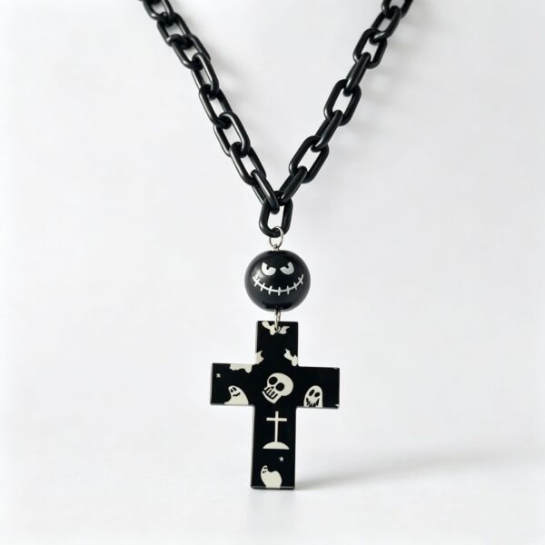 oly-7aee2eecd9278798aaf9776d5c88becf Wholesale Halloween Acrylic Cross Necklace Earrings Set, Sweet Cool Ins Style Fashion Accessory