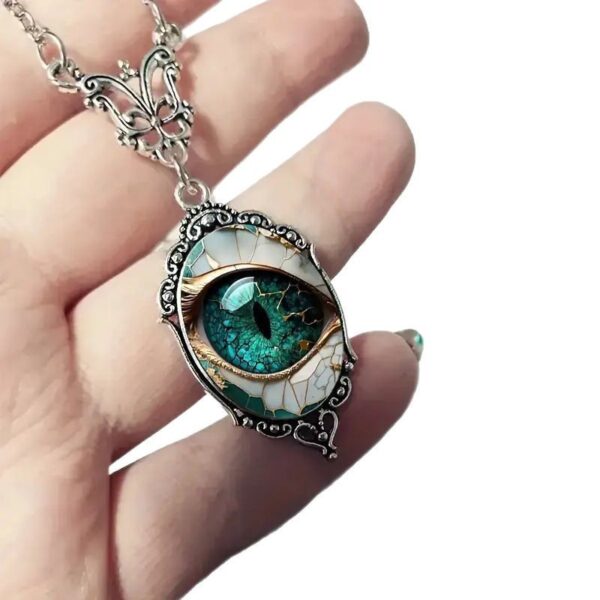 oly-7aefa2d08ea73c452488a40baf3a25bf Wholesale Mysterious Evil Eye Design Oval Alloy Pendant Necklace Fashion Jewelry Accessory for Gift Boutique Resale