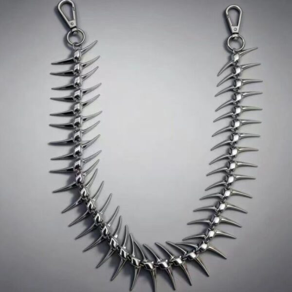 oly-7af235de81def7d8b8e832e709fa6c85 Wholesale Unisex Fish Bone Waist Chain with Rivet Details, DIY Accessory for Punk Street Style