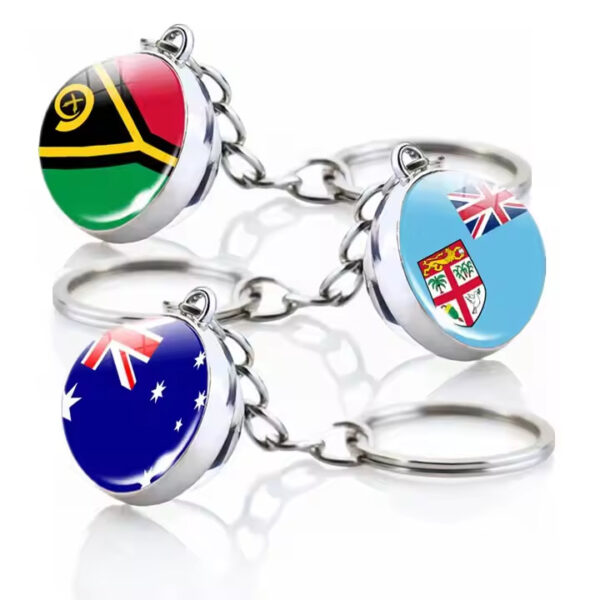 Wholesale Australia Flag Football Keychain Metal Crystal Pendant Fashion Accessory
