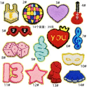Towel embroidered cloth stickers 14 pieces