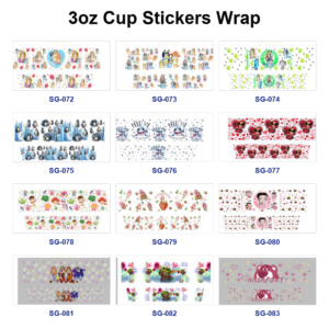 Wholesale 8pcs Happy Cartoon 3oz Cup Stickers Wrap OLY Exclusive