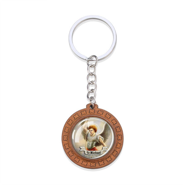 Wholesale Wooden Cross Crown Roman Numeral Keychain French Retro Style Car Key Accessory Gift