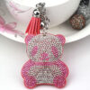 Wholesale Cute Panda Rhinestone Tassel Keychain Pink Korean Velvet Fashion Accessory Gift