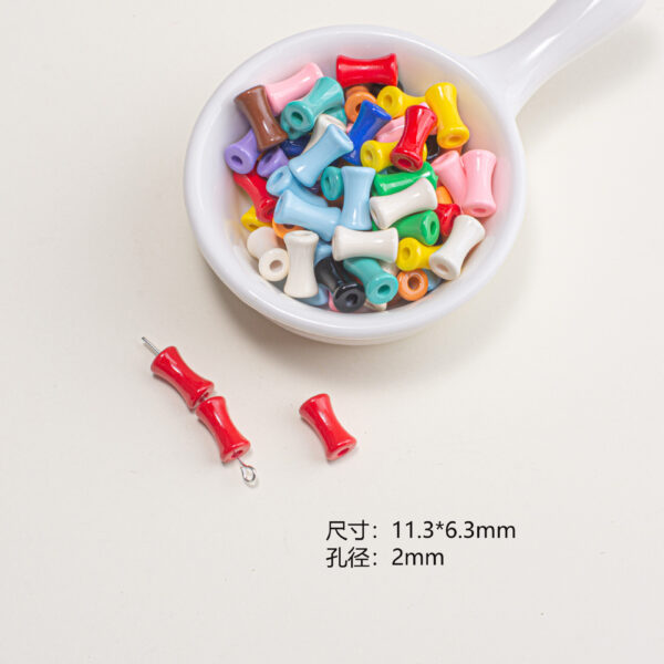 oly-7ba8cf547382fda263763953f575ac13 Wholesale Electroplated Acrylic Loose Beads Mixed Color Bamboo Joint DIY Jewelry Making Accessory