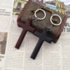 oly-7bcae89fd6fe0ae0b0cfee556e631f2e Wholesale Double Layer Alloy and Wood Cross Keychain Vintage Pastoral Style Unisex Bag Charm