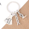 oly-7bf89023357094ff814d0586c436dad5 Wholesale Alloy Flask Microscope DNA Biologist Keychain Pendant Trendy Gift for Colleagues