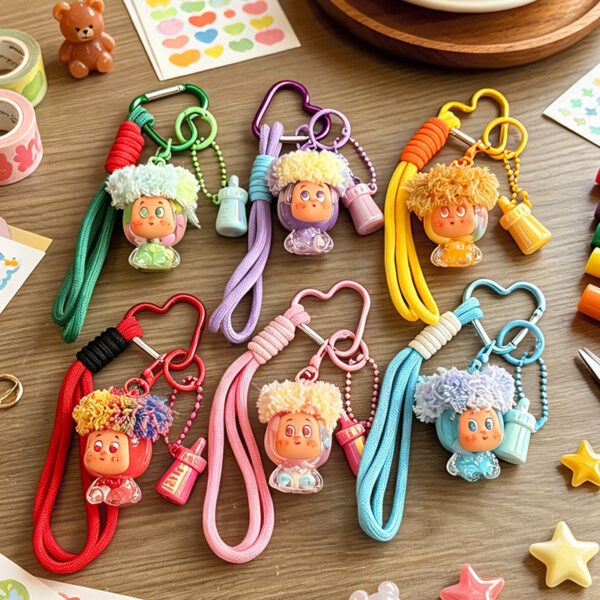 Wholesale Acrylic Keychain Cartoon Oil Filled Star Man Design, Trendy Gift for Bag or Car