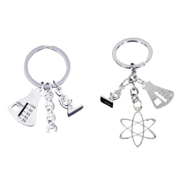 Wholesale Modern Science Lab Flask Microscope DNA Biologist Keychain Alloy Car Key Accessory