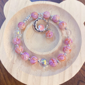 Orange pink pattern moon cat eye bracelet (opp bag)