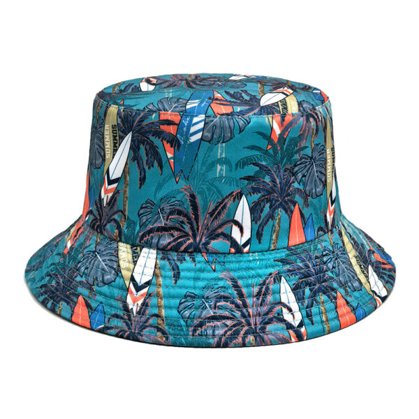 Wholesale Chic Bucket Hat with Palm Tree Print Sun Protection Unisex Summer Hat for Outdoor