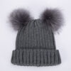 oly-7c2d4a616348a3ad273f9f4f3147e3ca Wholesale Women's Double Pom Pom Knit Beanie Adjustable Black Winter Hat, Everyday Styling Fashion Accessory