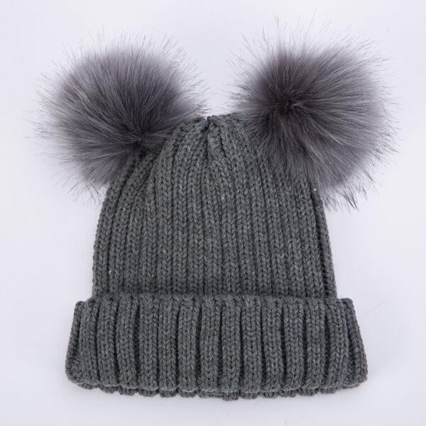 oly-7c2d4a616348a3ad273f9f4f3147e3ca Wholesale Women's Double Pom Pom Knit Beanie Adjustable Black Winter Hat, Everyday Styling Fashion Accessory