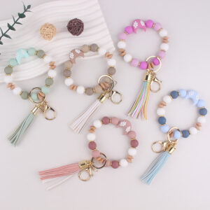 Wholesale Silicone Moon Bead Tassel Keychain Korean Style Fashion Accessory Gift