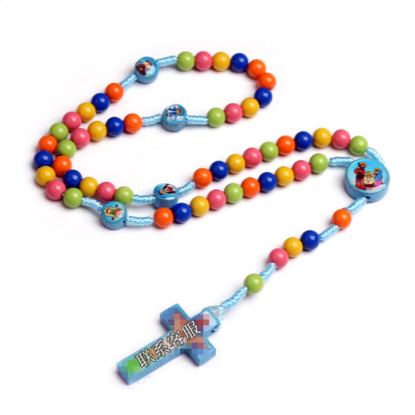 oly-7c3a207c540cbcbc7f57c78e4fe858e9 Wholesale Kids Cartoon Cross Pendant Necklace Handmade Beaded Jewelry Accessory