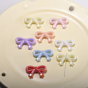 oly-7c623ea42284f5a9e8579a94e040107b Wholesale Pink Macaron Bow Stars DIY Phone Charm Beads Plastic Resin Fashion Accessory for Resale