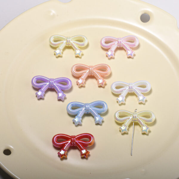 Wholesale Pink Macaron Bow Stars DIY Phone Charm Beads Plastic Resin Fashion Accessory for Resale