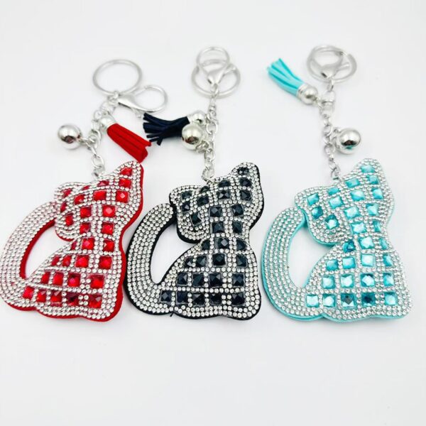 Wholesale Cat Rhinestone Keychain Fashion Bag Pendant Car Accessory Gift for Women