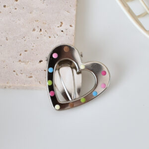 9#Big love heart with colorful dots-4.5cm
