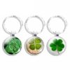 Wholesale Metal Luminous Four Leaf Clover Keychain Crystal Glass Lucky Charm Gift