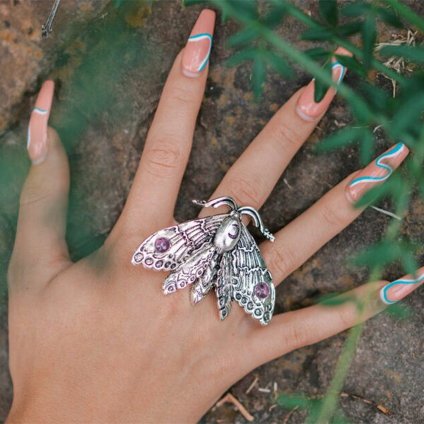 Wholesale Vintage Moth Insect Ring Punk Style Alloy Jewelry Unisex Everyday Wear