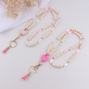 oly-7caae891123c6bbfd01a3ec9ef19e93f Wholesale Red Wooden Bead Keychain Tassel Pendant Fashion Accessory Gift Boutique Resale