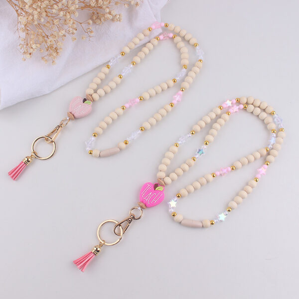 oly-7caae891123c6bbfd01a3ec9ef19e93f Wholesale Red Wooden Bead Keychain Tassel Pendant Fashion Accessory Gift Boutique Resale