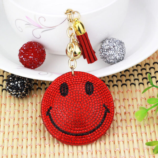 Wholesale New creative smiling face Korean velvet rhinestone keychain fashion tassel ladies bag pendant foreign trade jewelry