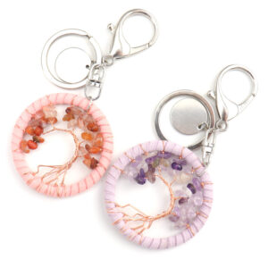 oly-7cbf0b60ea64558143b08f428adb996e Wholesale Crystal Tree of Life Keychain Bag Charm Red Agate Pastoral Style Gift for Friend