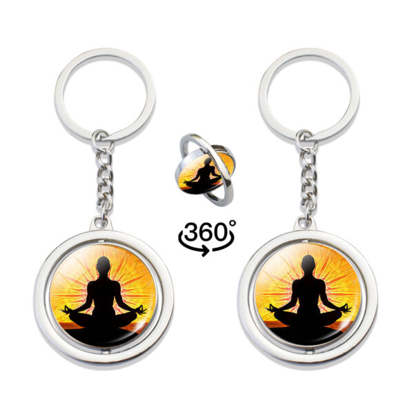 oly-7cdda8708d6ddec893d57ab110d2c31e Wholesale Luminous Mandala OM Keychain Stress Relief Rotating Metal Pendant Yoga Gift Boutique Resale