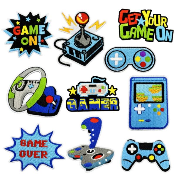 Wholesale Cartoon Blue Game Controller Embroidery Patch Fashion Accessory DIY Gift