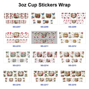 Wholesale 8pcs Mixed Mother's Day Mom Rose Butterfly Print 3oz Cup Stickers Wrap