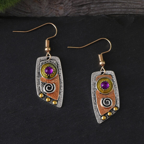 oly-7d191269aea82199b46e1942c1c07e32 Wholesale Antique Silver Irregular Camo Leopard Earrings Retro Leather Pattern Fashion Jewelry for Daily Wear