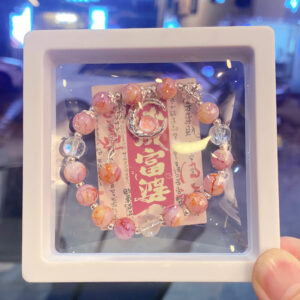 Orange and pink pattern moon cat eye bracelet (boxed)