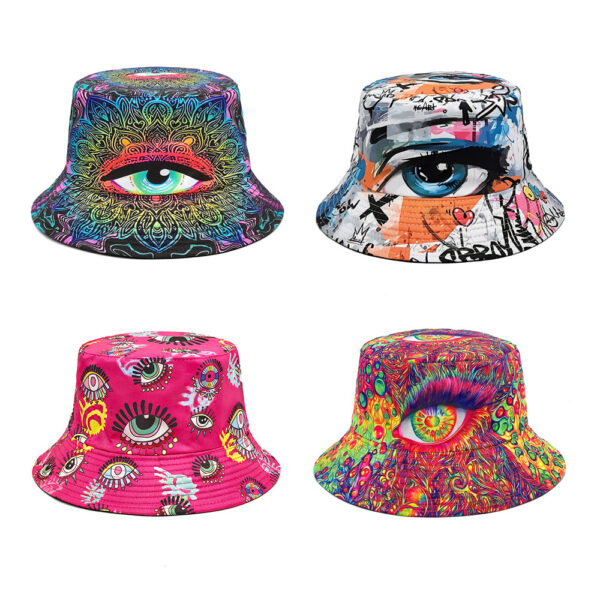 Wholesale Chic Reversible Bucket Hat with Eye Print Sun Protection Fashion Accessory
