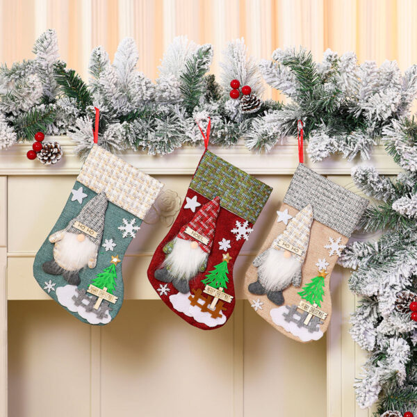 Wholesale Korean Style Large Christmas Stocking with Plush Polyester Candy Bag for Holiday Home Decor