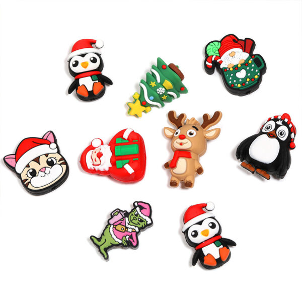 Wholesale Silicone Christmas Croc Shoe Charms Festive Elk Design Electroplated Finish DIY Jewelry Accessory for Gift or Boutique Resale