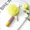 Wholesale Rhinestone Perfume Bottle Keychain with DIY Pom-Pom Set, Blue Plastic Decorative Car Key Accessory for Wedding Gift