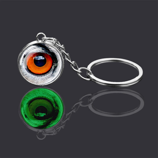 Wholesale Glow in the Dark Funny Animal Eyes Glass Ball Keychain Pendant Metal Electroplating Bag Charm for Students Gift