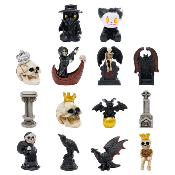 Wholesale Resin Halloween Skeleton Angel Figurine Cartoon Style DIY Car Desktop Decoration