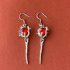 oly-7da9531f91735b2e24c80226d99a51c7 Wholesale Gothic Red Ruby Earrings, Alloy Silver Electroplated Punk Jewelry Accessory for Everyday Wear