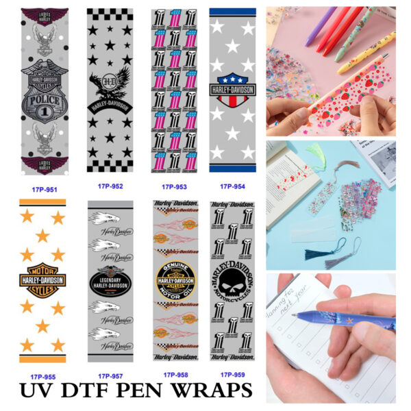 oly-7dde37664c5001dfd7c08300b9202f89 Wholesale 2/8/16pcs UV DTF Stickers Biker Eagle Skull Emblem Patterns Pen and Bookmark Stickers OLY Exclusive